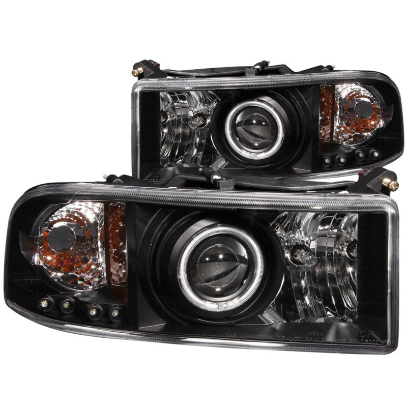 ANZO 1994-2001 Dodge Ram Projector Headlights w/ Halo Black - anz111065