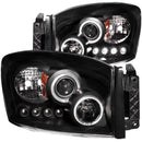 ANZO 2006-2008 Dodge Ram 1500 Projector Headlights w/ Halo Black - anz111209