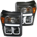 ANZO 2011-2015 Ford F-250 Projector Headlights w/ U-Bar Black - anz111292