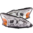 ANZO 2013-2014 Nissan Altima Projector Headlights w/ Plank Style Design Chrome - anz121501