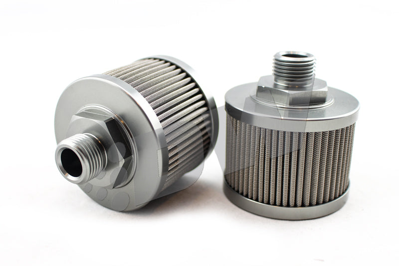 DeatschWerks Stainless Steel 8AN 100 Micron Universal Fuel Pump Pre-Filter - dw8-01-08100