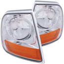ANZO Corner Lights 1997-2003 Ford F-150 HARLEY - DAVIDSON Style Corner Lights Chrome w/ Amber Rflct - anz521026