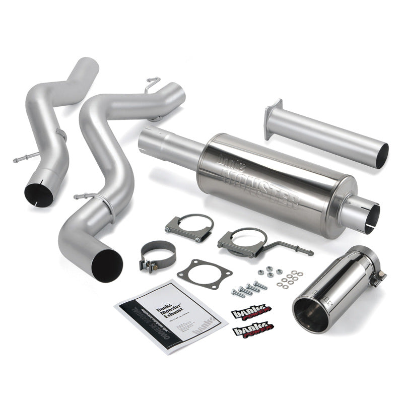Banks Power 02-05 Chevy 6.6L EC/CCLB Monster Exhaust System - SS Single Exhaust w/ Chrome Tip - gbe48634