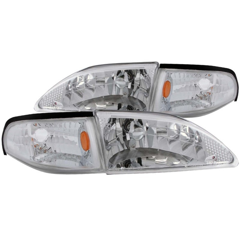 ANZO 1994-1998 Ford Mustang Crystal Headlights Chrome - anz121262