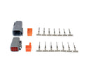 AEM DTM-Style 6 Way Connector Kit w/ Plug / Receptacle / Wedge Locks / 7 Female Pins / 7 Male pins - aem35-2629