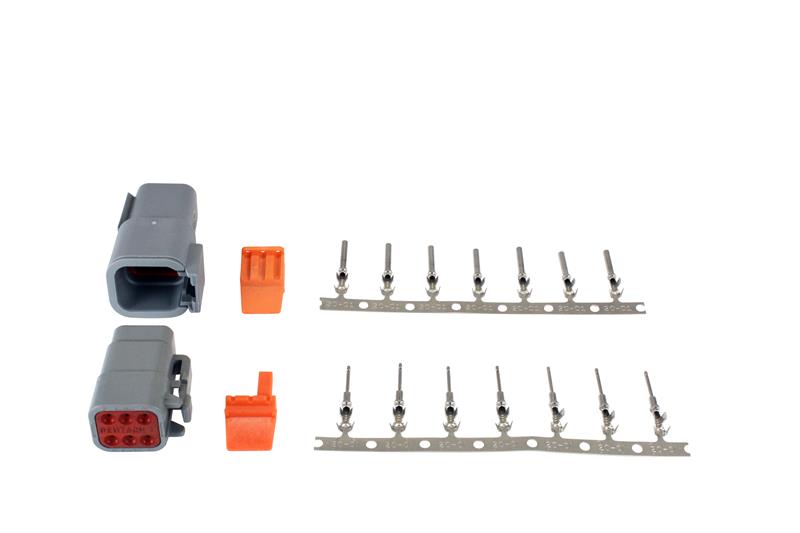 AEM DTM-Style 6 Way Connector Kit w/ Plug / Receptacle / Wedge Locks / 7 Female Pins / 7 Male pins - aem35-2629