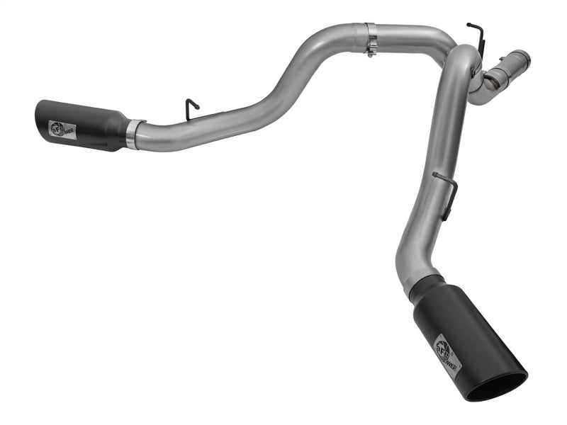 aFe LARGE Bore HD 4in Dual DPF-Back SS Exhaust w/Black Tip 16-17 GM Diesel Truck V8-6.6L (td) LML - afe49-44080-B