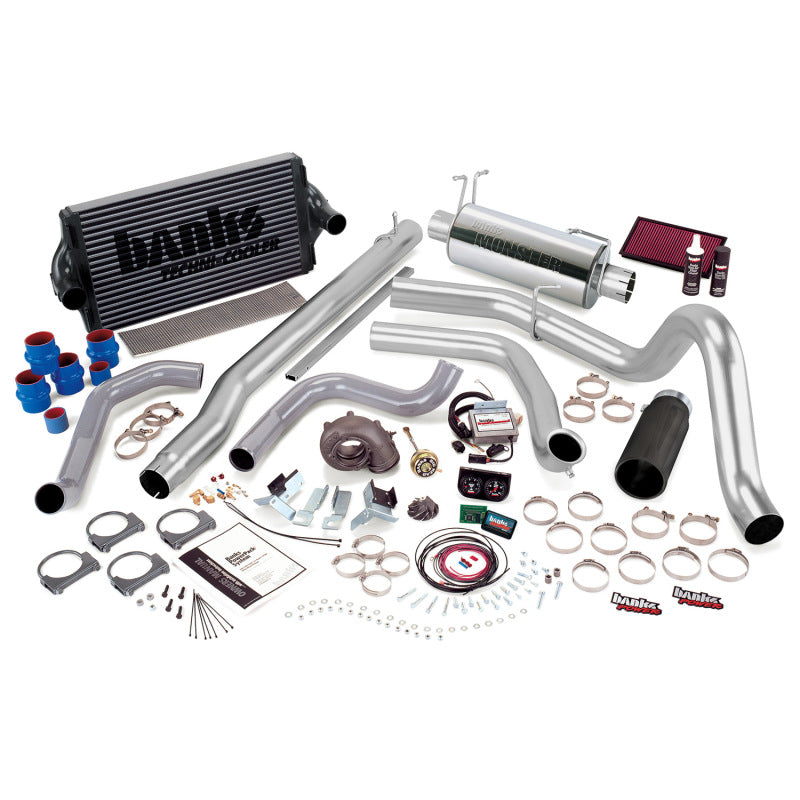 Banks Power 99.5-03 Ford 7.3L F250/350 Auto PowerPack System - SS Single Exhaust w/ Black Tip - gbe47556-B