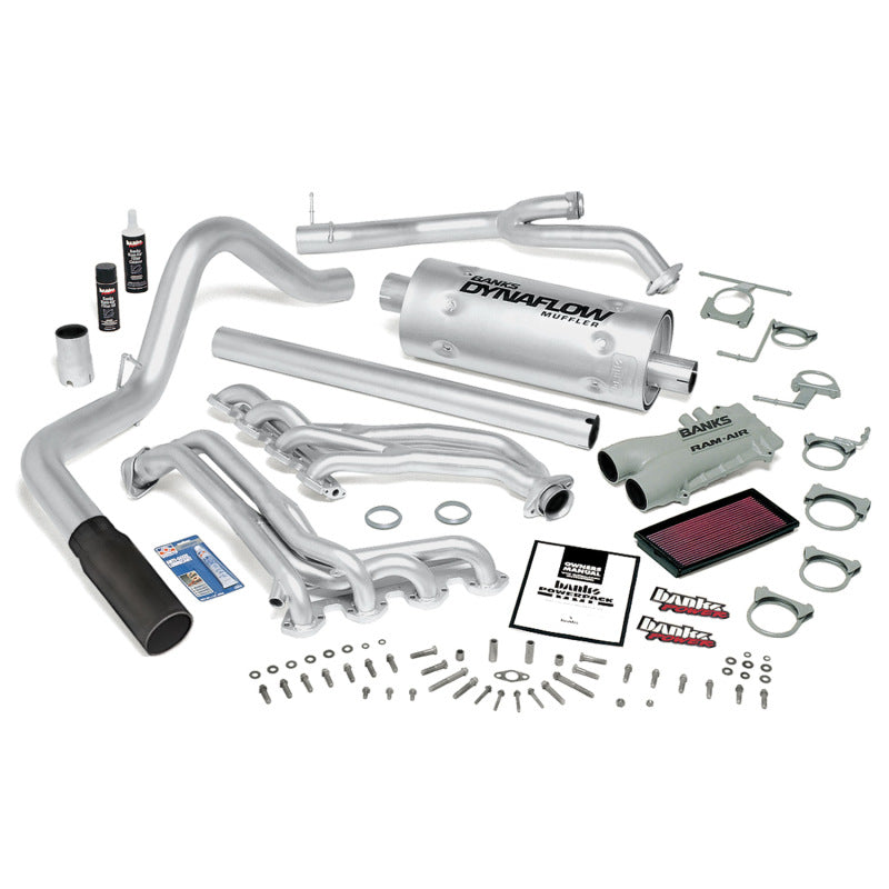 Banks Power 93-97 Ford 460 Std Cab Man PowerPack System - SS Single Exhaust w/ Black Tip - gbe48815-B