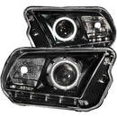 ANZO 2010-2014 Ford Mustang Projector Headlights w/ Halo Black (CCFL) - anz121323