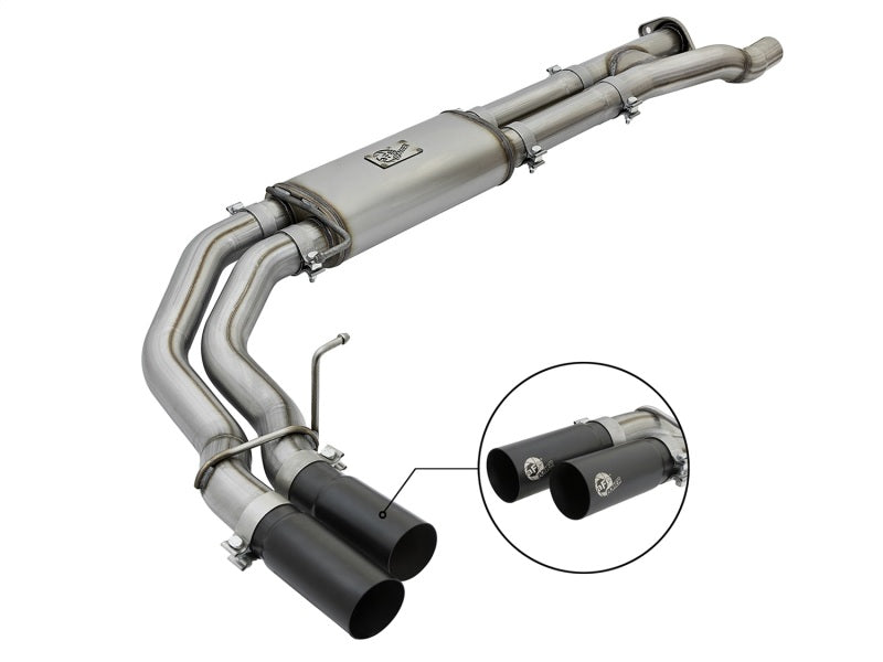 aFe POWER Rebel Series 3in 409 SS Cat Back Exhaust w/ Black Tips 17 Ford F-150 Raptor V6-3.5L - afe49-43091-B