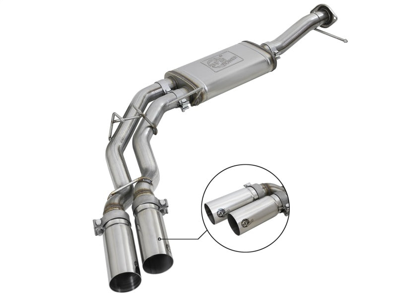 aFe Rebel Series 3in. to 2.5in. 409 SS C/B Exhaust 11-14 Ford F-150 V6-3.5L (tt) - Polished Tip - afe49-43078-P