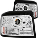 ANZO 1992-1996 Ford F-150 Projector Headlights w/ Halo Chrome w/ Side Markers and Parking Lights - anz111183