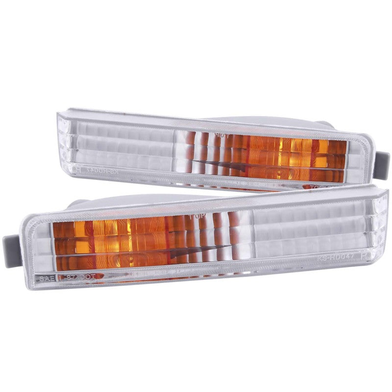 ANZO 1990-1991 Honda Accord Euro Parking Lights Chrome w/ Amber Reflector - anz511006