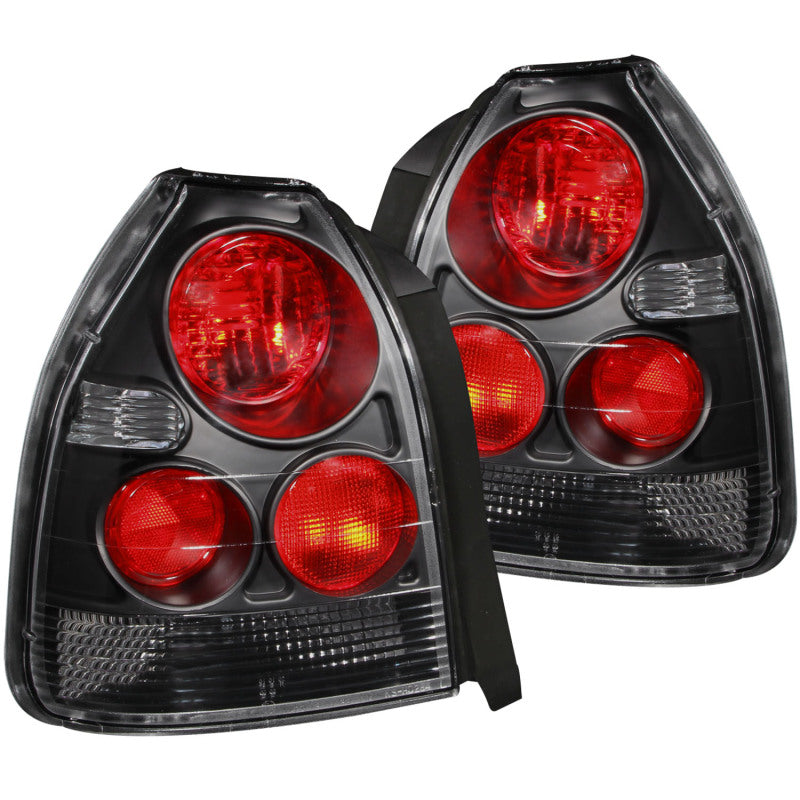 ANZO 1996-2000 Honda Civic Taillights Black - anz221065