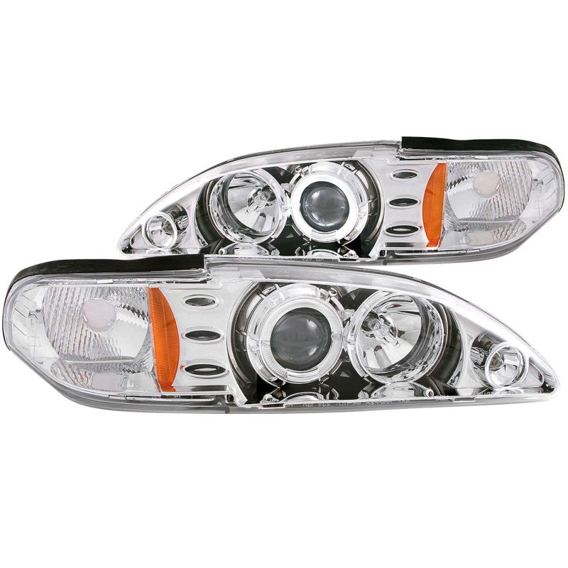 ANZO 1994-1998 Ford Mustang Projector Headlights w/ Halo Chrome 1pc - anz121039