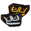 ANZO 14-18 Toyota Tundra w/ LED DRL Projector Headlights w/ U-Bar Switchback Black w/ DRL - anz111387
