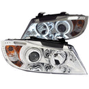 ANZO 2006-2008 BMW 3 Series E90-E91 Projector Headlights w/ Halo w/ LED Bar Chrome (CCFL) - anz121336
