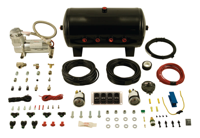 Air Lift 4-Way Manual Control System 100% Duty 1/4in Line 4 Gal. Tank. - alf27666