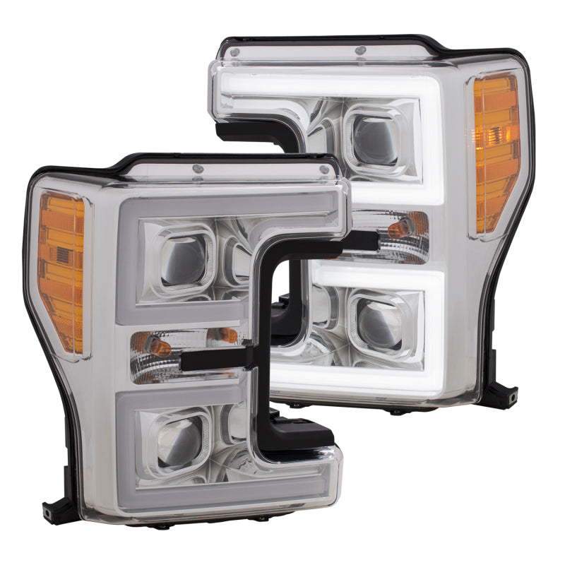 ANZO LED Headlights 17-18 Ford F-250 Super Duty Plank-Style L.E.D. Headlight Chrome (Pair) - anz111389