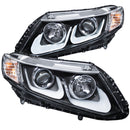 ANZO 2012-2015 Honda Civic Projector Headlights w/ U-Bar Black - anz121479