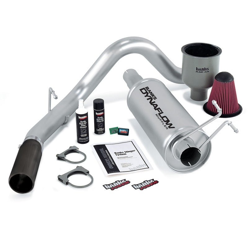 Banks Power 99-04 Ford 6.8L Ext/Crew Cab Stinger System w/ AutoMind - SS Single Exhaust w/ Black Tip - gbe49405-B