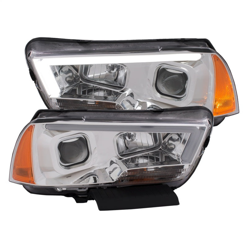 ANZO 11-14 Dodge Charger Projector Headlights w/ Plank Style Design Chrome w/ Amber - anz121525