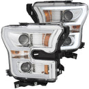 ANZO 2015-2016 Ford F-150 Projector Headlights w/ Plank Style Switchback Chrome w/ Amber - anz111358