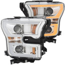 ANZO 2015-2016 Ford F-150 Projector Headlights w/ Plank Style Switchback Chrome w/ Amber - anz111358