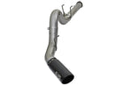 aFe Large Bore-HD 5in DPF Back 409 SS Exhaust System w/Black Tip 2017 Ford Diesel Trucks V8 6.7L(td) - afe49-43090-B