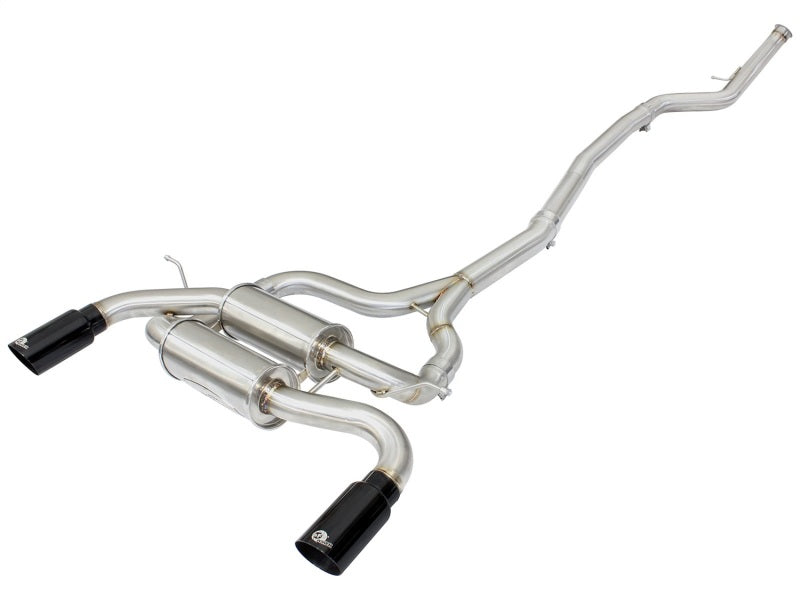 aFe MACHForce XP SS-304 Black Tip 2.5in Dia Cat Back Exhaust 12-14 BMW 335i (F30) 3.0L (t) - afe49-36326-B