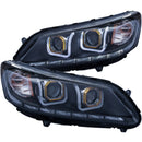 ANZO 2013-2015 Honda Accord Projector Headlights w/ U-Bar Black - anz121492