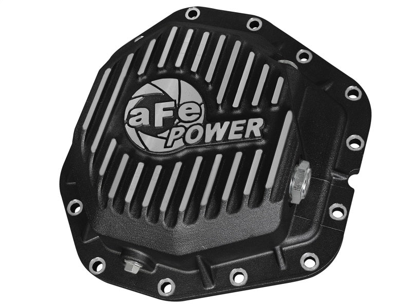 aFe Power Rear Diff Cover Black w/Machined Fins 17 Ford F-350/F-450 6.7L (td) Dana M300-14 (Dually) - afe46-70382