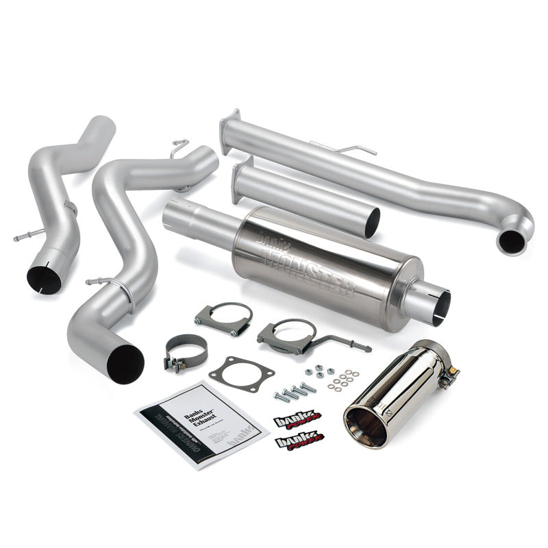 Banks Power 01-04 Chevy 6.6L Ec/CCSB Monster Exhaust System - SS Single Exhaust w/ Chrome Tip - gbe48629