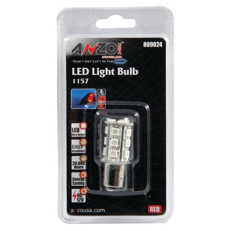 ANZO LED Bulbs Universal LED 1157 Red - 18 LEDs 1 3/4in Tall - anz809024