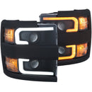 ANZO Projector Headlights 15-17 Chevrolet Silverado 2500HD / 3500HD Black w/ Black Rim - anz111364