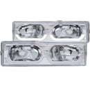 ANZO 1988-1998 Chevrolet C1500 Crystal Headlights Chrome w/ Low - Brow - anz111300