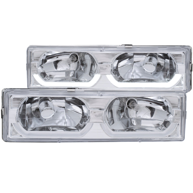 ANZO 1988-1998 Chevrolet C1500 Crystal Headlights Chrome w/ Low - Brow - anz111300