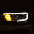 ANZO 2016-2017 Toyota Tacoma Projector Headlights w/ Plank Style Design Chrome/Amber w/ DRL - anz111380