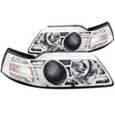 ANZO 1999-2004 Ford Mustang Projector Headlights Chrome - anz121043