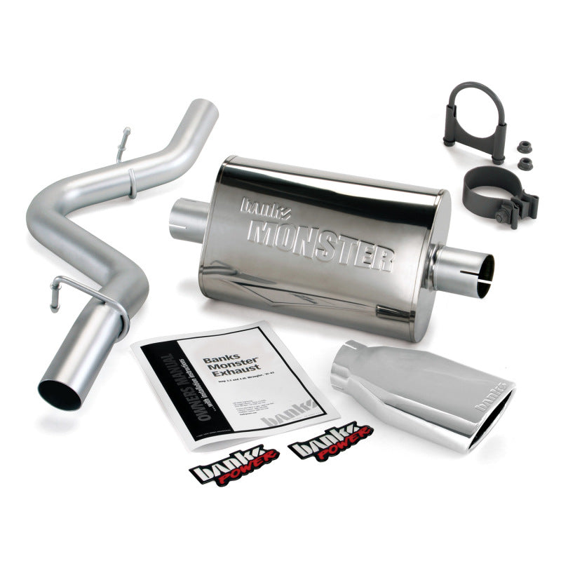 Banks Power 97-99 Jeep 2.5/4.0L Wrangler Slip Fit Cat Monster Exh Sys - SS Single Exh w/ Chrome Tip - gbe51312