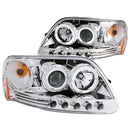 ANZO 1997.5-2003 Ford F-150 Projector Headlights w/ Halo and LED Chrome 1pc - anz111032