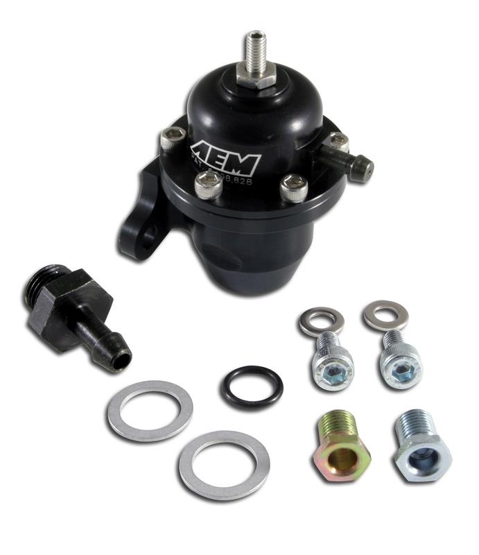 AEM 98-99 Acura CL / 00-05 S2000 / 98-02 Accord / 96-00 Civic Black Adjustable Fuel Pressure Regulat - aem25-301BK