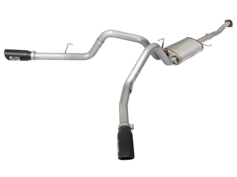 aFe MACHForce XP Exhaust 3in SS Dual Side Exit CB w/ Black Tips 2015 Ford F150 5.0L V8 CC/SB EC/LB - afe49-43074-B