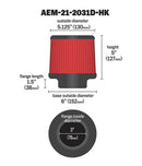 AEM Dryflow 3in. X 5in. Round Tapered Air Filter - aem21-2031D-HK