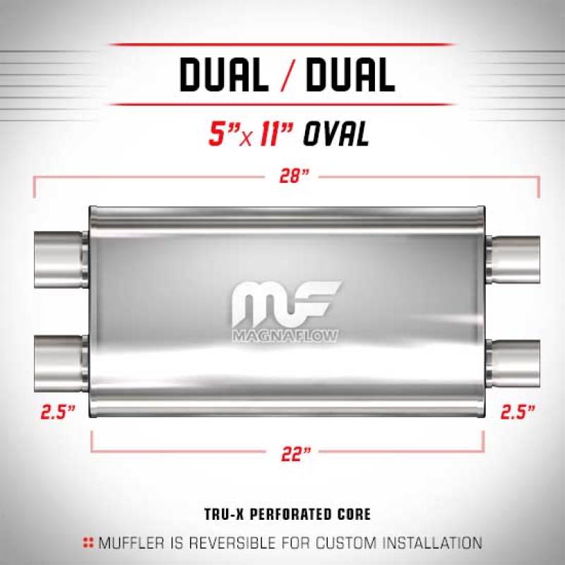 MagnaFlow Muffler Mag SS 22X5X11 2.5 D/D - mag14568
