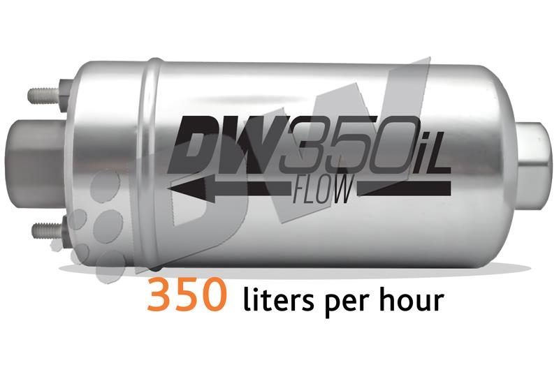 DeatschWerks 350 LPH DW350iL In-Line External Fuel Pump w/ Mounting Brackets - dw9-350