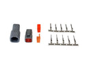 AEM DTM-Style 4-Way Connector Kit w/ Plug / Receptacle / Wedge Locks / 5 Female Pins / 5 Male Pins - aem35-2626