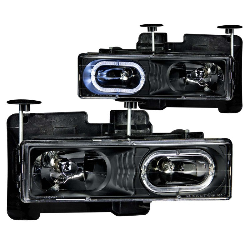ANZO 1988-1998 Chevrolet C1500 Crystal Headlights Black w/ Halo - anz111007