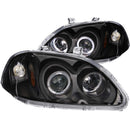 ANZO 1996-1998 Honda Civic Projector Headlights w/ Halo Black - anz121068